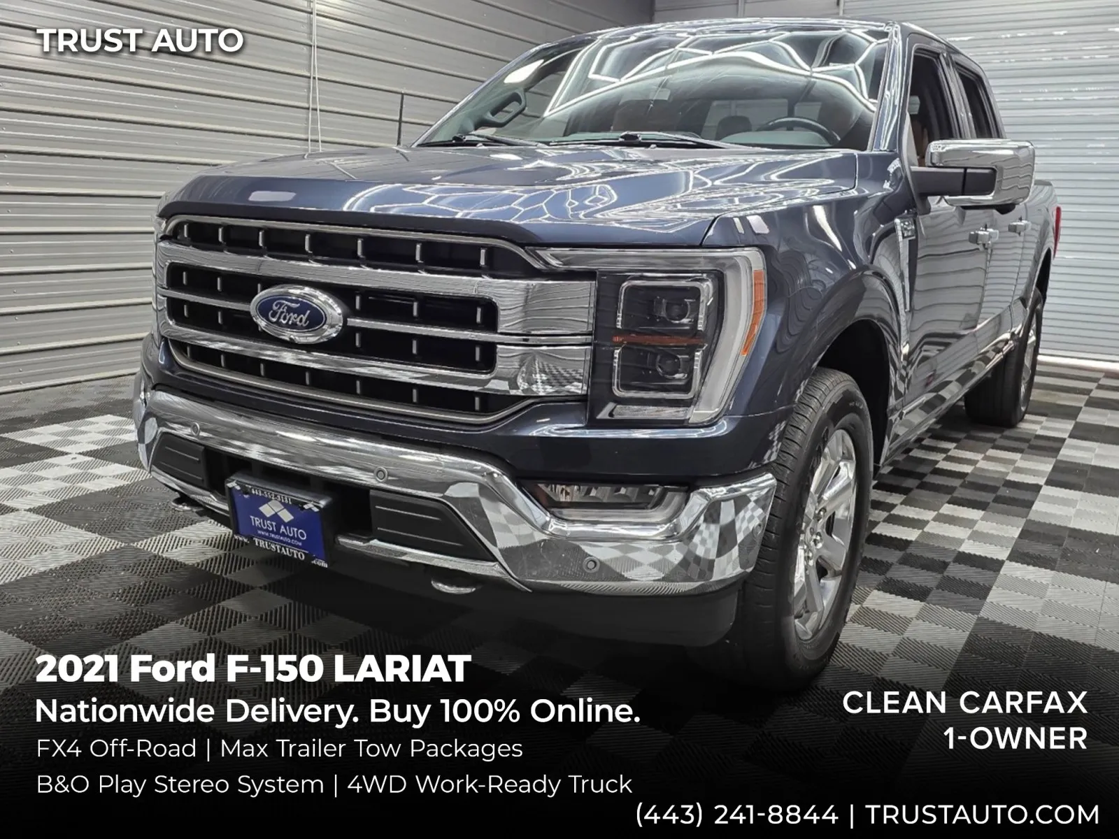 Gray 2021 Ford F-150 LARIAT 4WD SuperCrew Hybrid 6.5FT Long Bed Pickup Truck w/FX4 Off-Road Pkg for sale in Sykesville, MD
