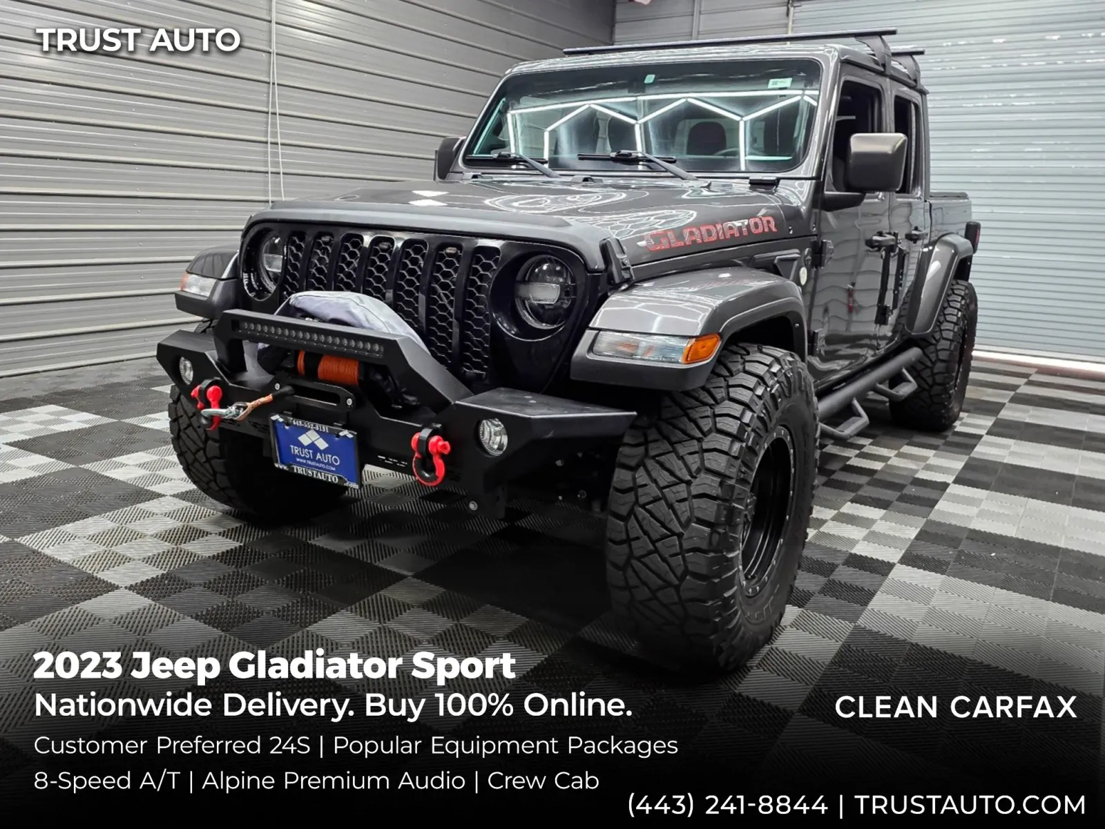 Gray 2023 Jeep Gladiator Sport 4WD Crew Cab Pickup Truck w/8-Speed A/T for sale in Sykesville, MD