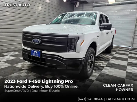 White 2023 Ford F-150 Lightning Pro 4WD SuperCrew Electric Pickup Truck for sale in Sykesville, MD