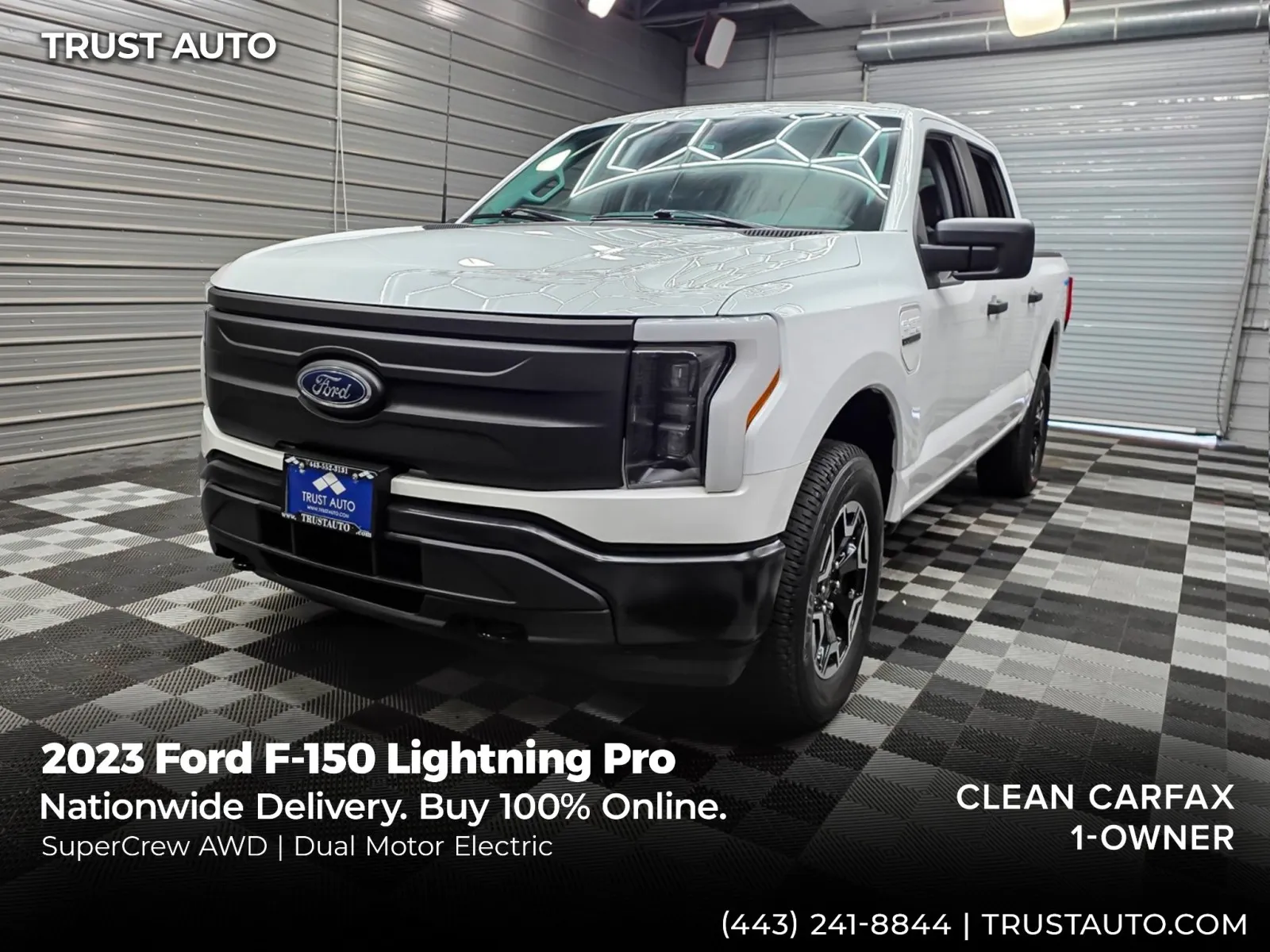 White 2023 Ford F-150 Lightning Pro 4WD SuperCrew Electric Pickup Truck for sale in Sykesville, MD