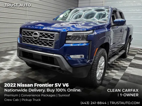 Blue 2022 Nissan Frontier SV Crew Cab Pickup Truck w/Premium/Convenience Pkg for sale in Sykesville, MD