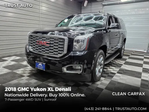 Black 2018 GMC Yukon XL Denali 4WD Luxury 7-Passenger SUV for sale in Sykesville, MD