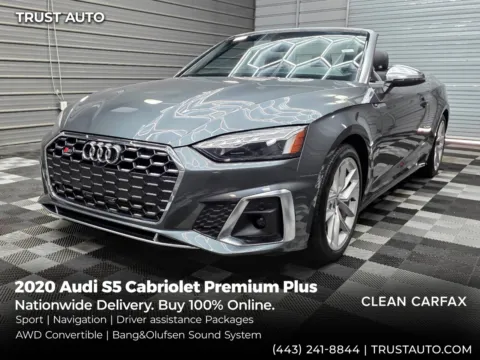Gray 2020 Audi S5 Cabriolet Premium Plus 3.0 TFSI Quattro AWD Soft-Top Convertible w/Sport Pkg for sale in Sykesville, MD