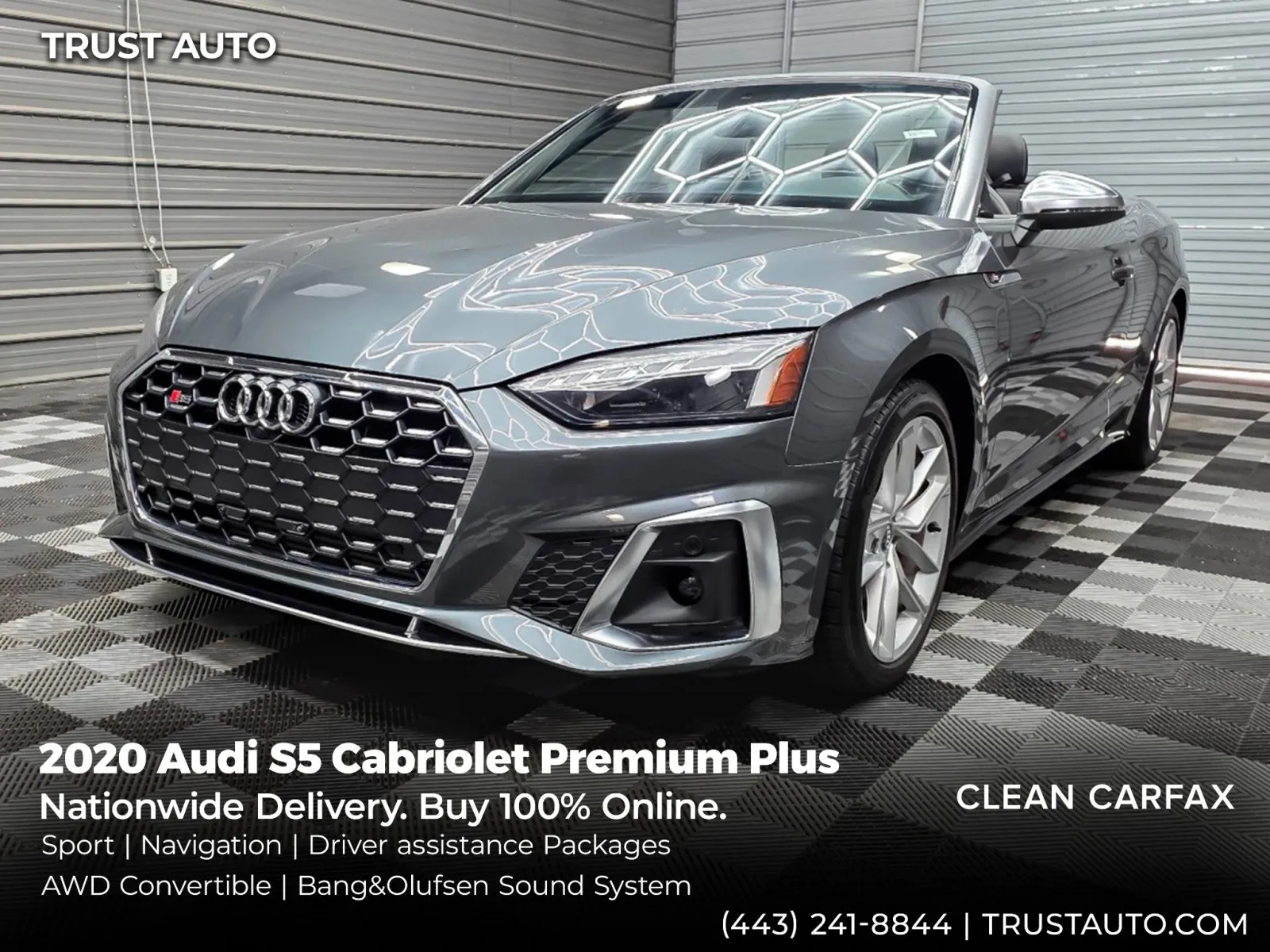 Gray 2020 Audi S5 Cabriolet Premium Plus 3.0 TFSI Quattro AWD Soft-Top Convertible w/Sport Pkg for sale in Sykesville, MD