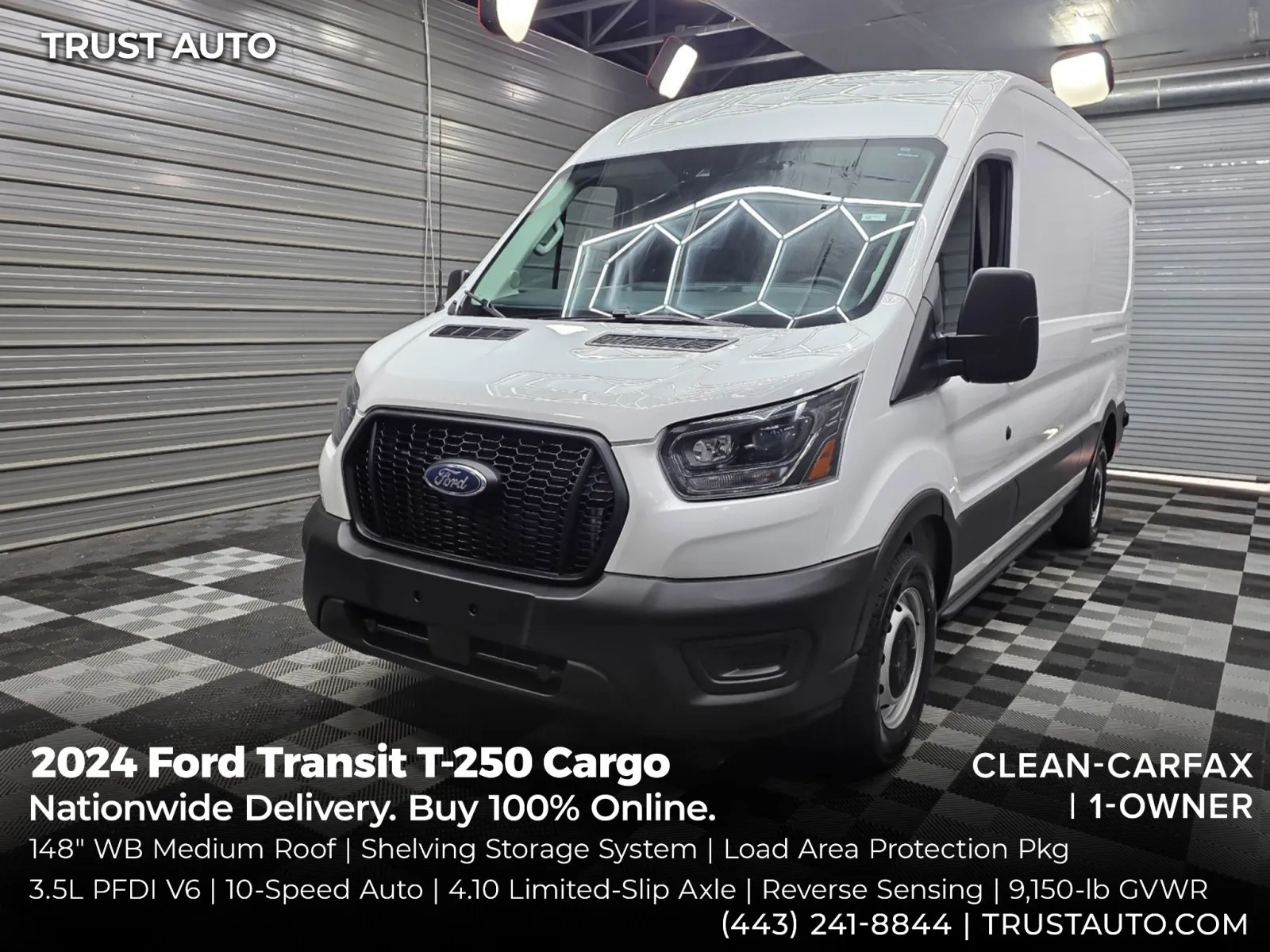 2024 Ford Transit T-250 Cargo 148''WB Medium Roof Minivan/Van w/Shelving Storage System