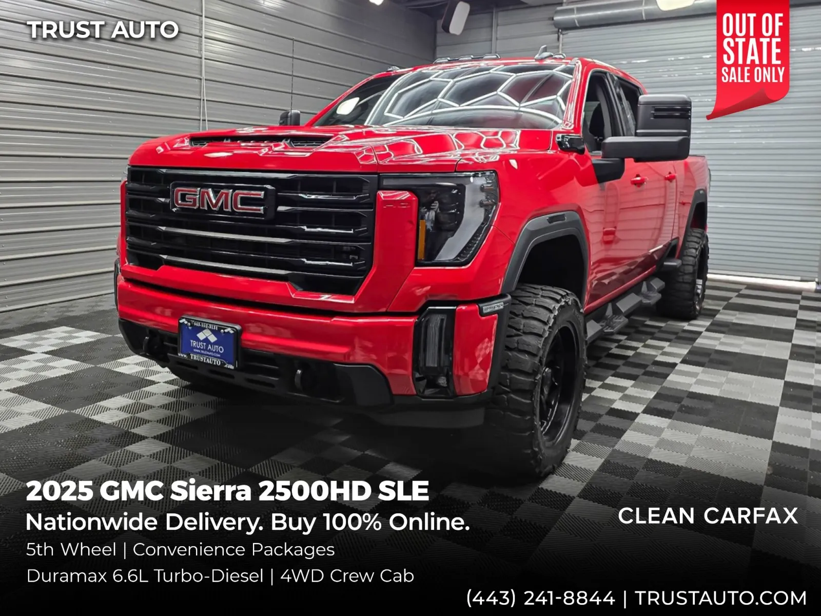 Red 2025 GMC Sierra 2500HD SLE 4WD Crew Cab Duramax 6.6L Diesel Pickup Truck for sale in Sykesville, MD