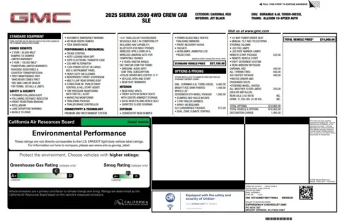 Another view of 2025 GMC Sierra 2500HD SLE 4WD Crew Cab Duramax 6.6L Diesel Pickup Truck for sale in Sykesville, MD at Trust Auto