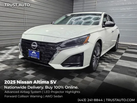 White 2025 Nissan Altima SV AWD 4-Door Sedan for sale in Sykesville, MD