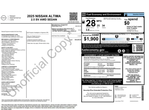 Another view of 2025 Nissan Altima SV AWD 4-Door Sedan for sale in Sykesville, MD at Trust Auto