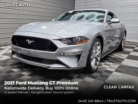Silver 2021 Ford Mustang GT Premium 6-Speed Manual Sport Coupe for sale in Sykesville, MD