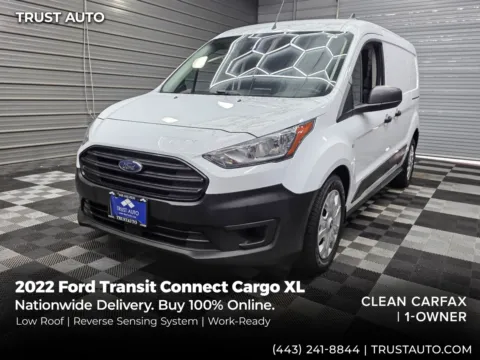 White 2022 Ford Transit Connect Cargo XL 121''LWB Minivan/Van w/Rear Symmetrical Doors for sale in Sykesville, MD
