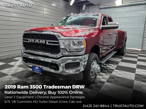 Red 2019 Ram 3500 DRW Tradesman 4WD Crew Cab Dually 8FT Bed Cummins Diesel Pickup Truck for sale in Sykesville, MD