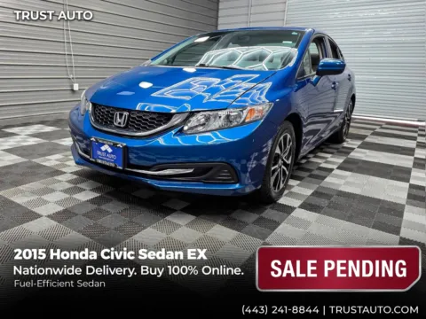Blue 2015 Honda Civic EX 4-Door Sedan for sale in Sykesville, MD