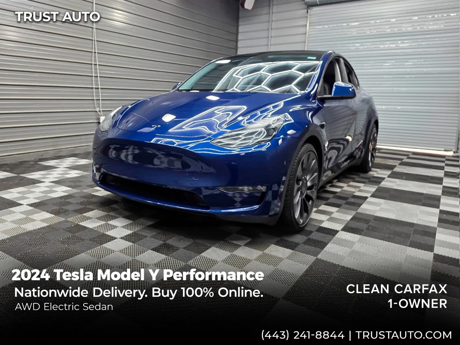 Blue 2024 Tesla Model Y Performance AWD Electric Luxury SUV for sale in Sykesville, MD