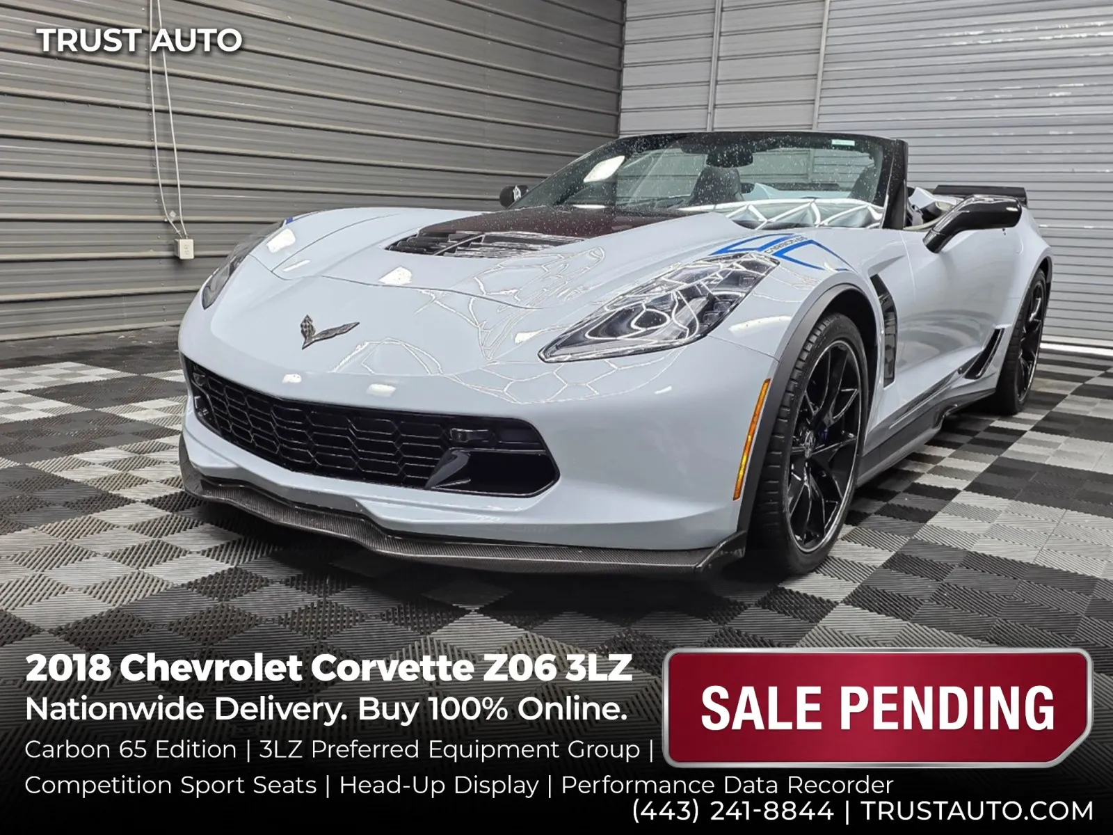 2018 Chevrolet Corvette Z06 3LZ Luxury Convertible w/Carbon 65 Edition for sale in Sykesville, MD