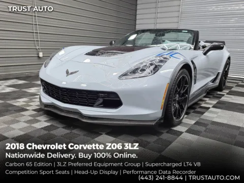 Gray 2018 Chevrolet Corvette Z06 3LZ Luxury Convertible w/Carbon 65 Edition for sale in Sykesville, MD