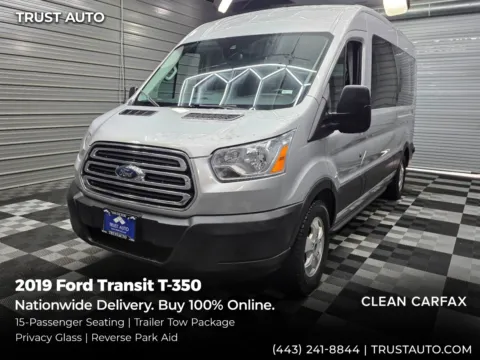 Silver 2019 Ford Transit T-350 15-Passenger XLT Medium Roof Minivan/Van/Wagon for sale in Sykesville, MD