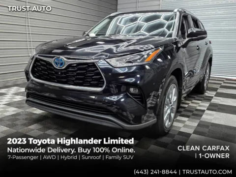 Black 2023 Toyota Highlander Limited AWD Hybrid 7-Passenger SUV for sale in Sykesville, MD