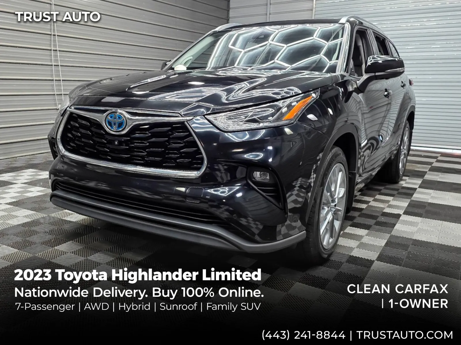 Black 2023 Toyota Highlander Limited AWD Hybrid 7-Passenger SUV for sale in Sykesville, MD