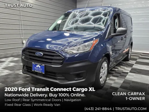 Blue 2020 Ford Transit Connect Cargo XL 121''LWB Minivan/Van w/Rear Symmetrical Doors for sale in Sykesville, MD