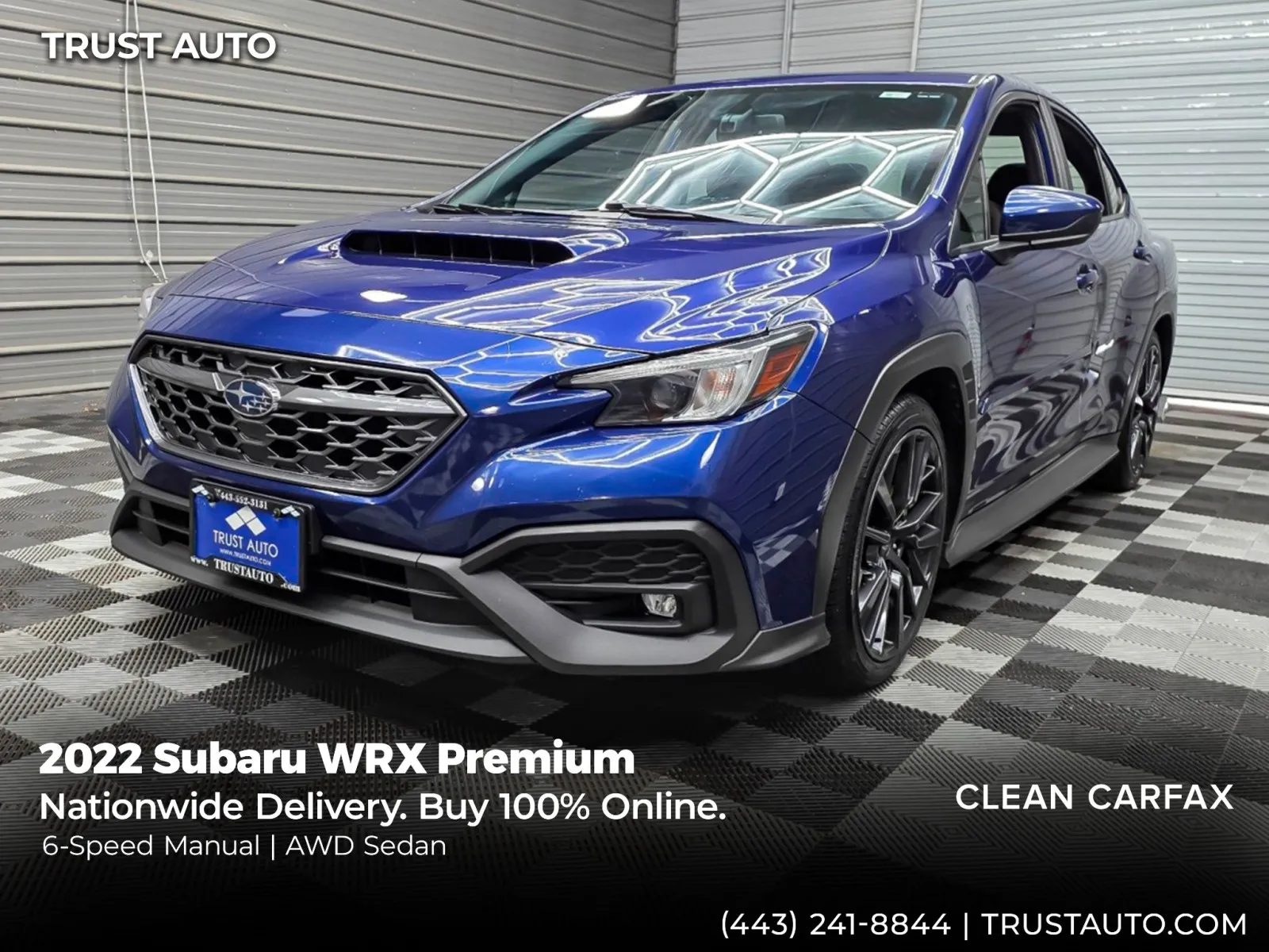 Blue 2022 Subaru WRX Premium AWD 6-Speed Manual Sedan for sale in Sykesville, MD