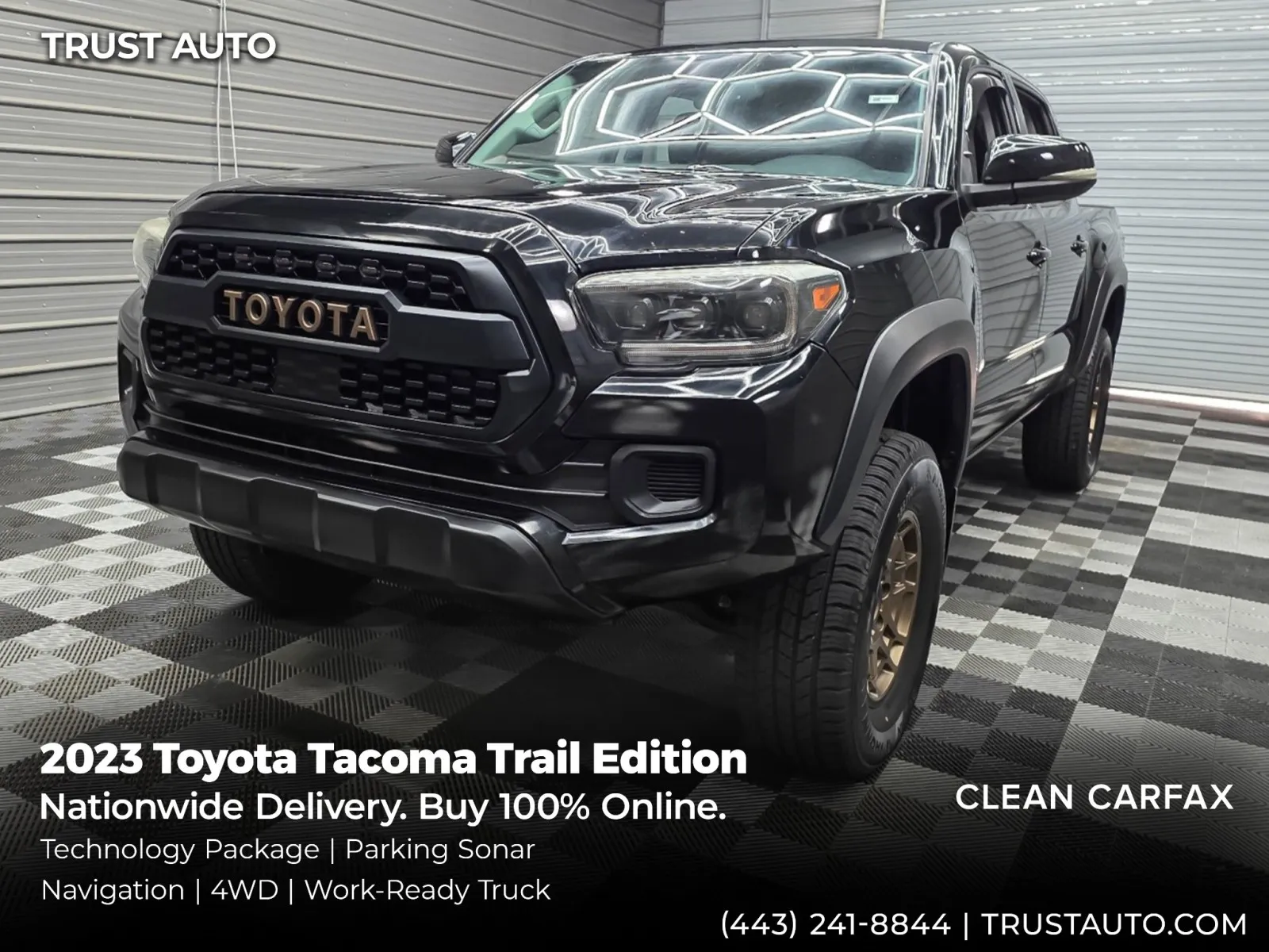 Black 2023 Toyota Tacoma Trail Edition 4WD Double Cab Pickup Truck for sale in Sykesville, MD