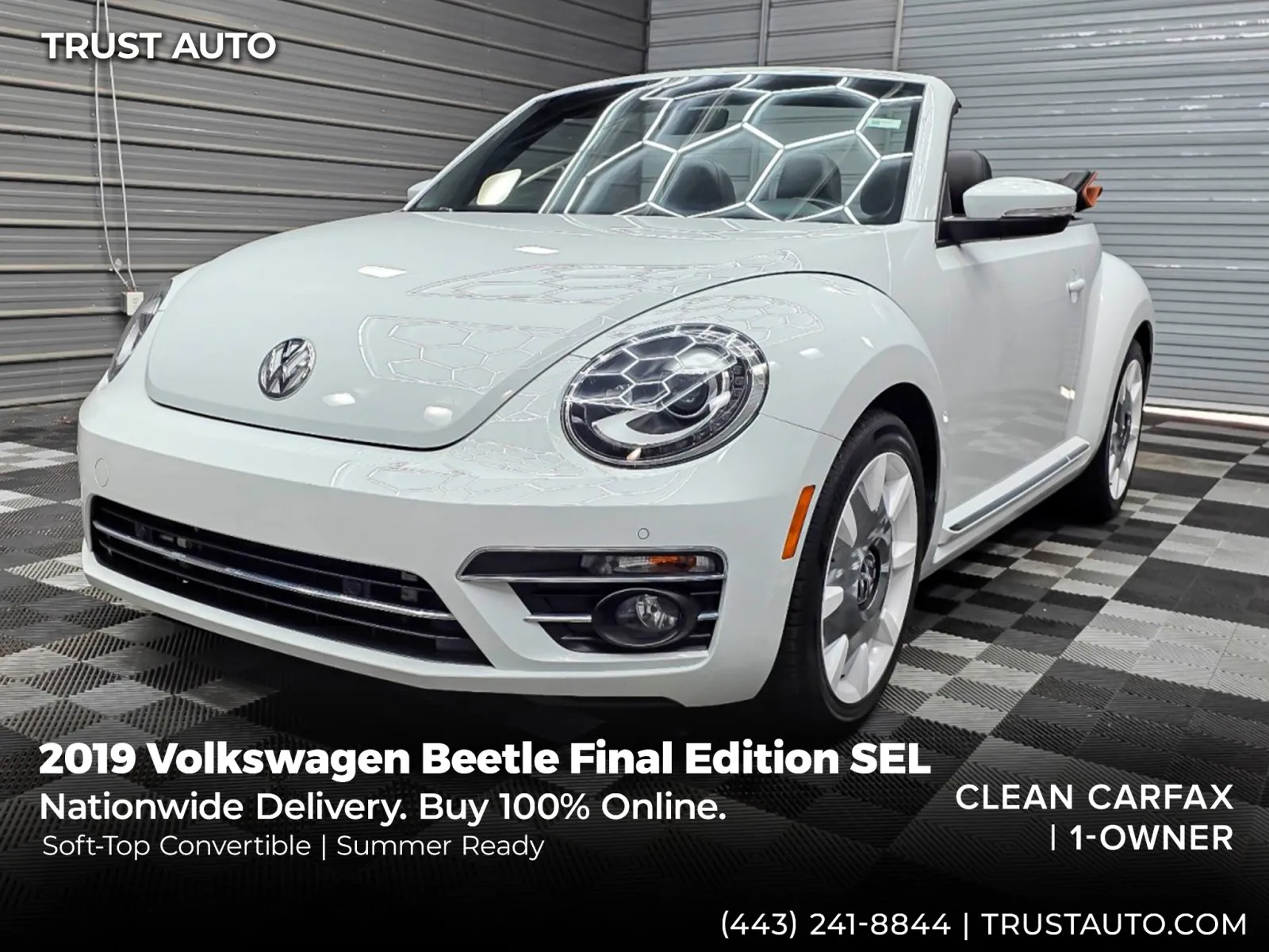 White 2019 Volkswagen Beetle Convertible Final Edition SEL Soft-Top Convertible for sale in Sykesville, MD
