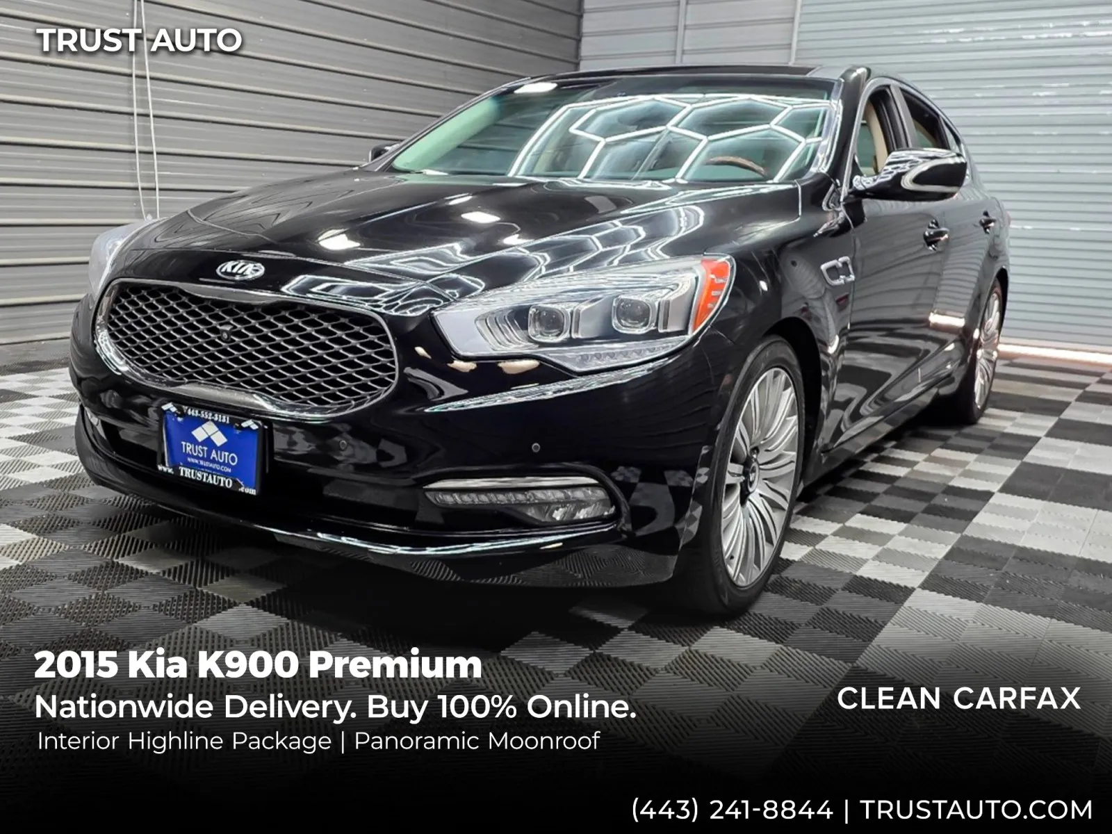 Black 2015 Kia K900 Premium Sedan w/Interior Highline Pkg for sale in Sykesville, MD