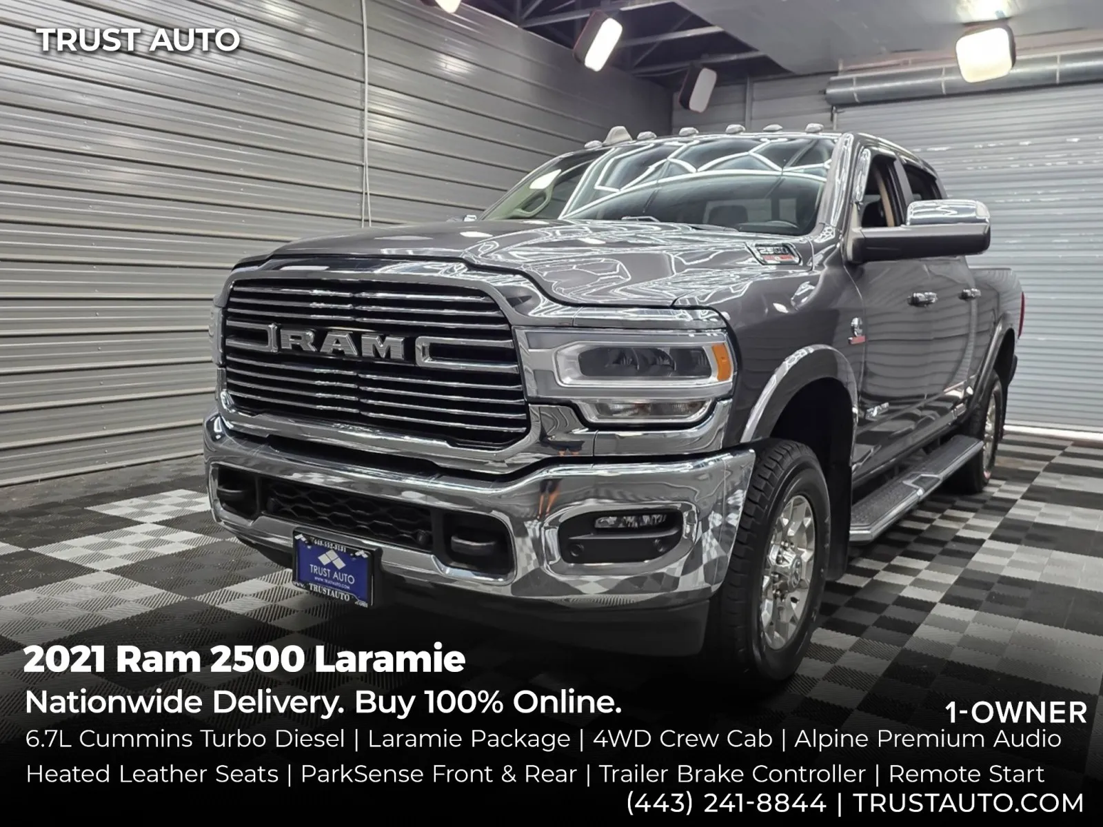 Gray 2021 Ram 2500 Laramie 4WD Crew Cab 6.7L Cummins Turbo Diesel Pickup Truck for sale in Sykesville, MD