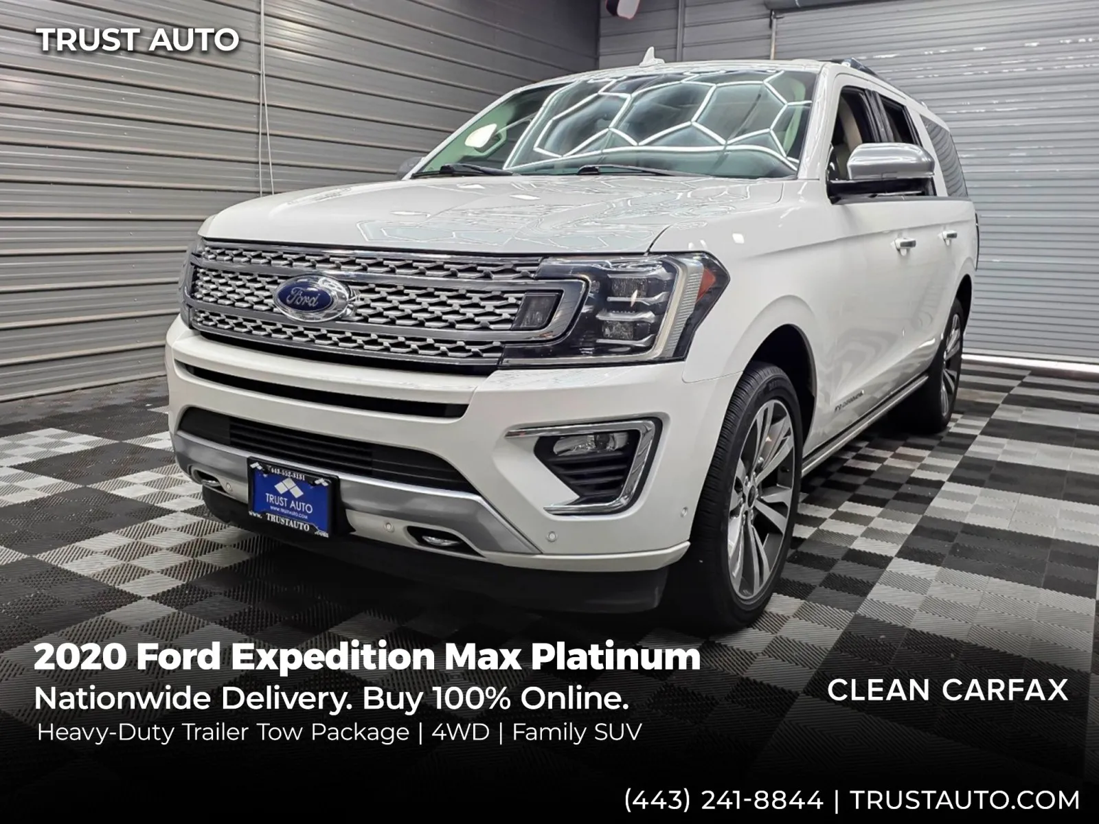 White 2020 Ford Expedition Max Platinum 4WD 7-Passenger SUV for sale in Sykesville, MD