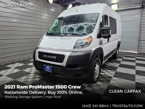 Black 2021 Ram ProMaster 1500 Crew 136''WB High Roof Mnivan/Van w/Shelving Storage System for sale in Sykesville, MD