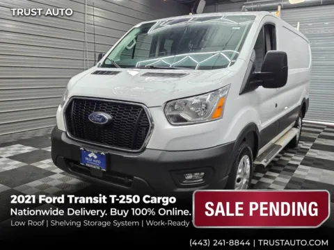 White 2021 Ford Transit T-250 Cargo 130''WB Low Roof Minivan/Van w/Roof Racks/Shelving Storage Syste for sale in Sykesville, MD
