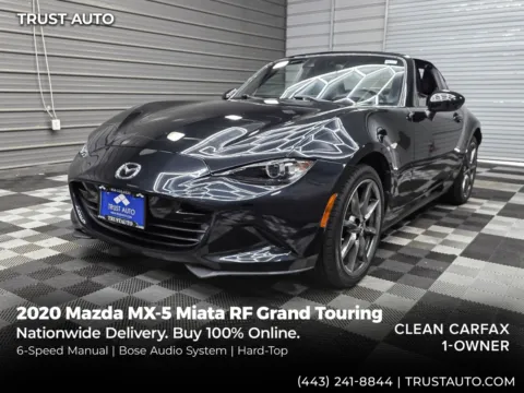 Black 2020 Mazda MX-5 Miata RF Grand Touring 6-Speed Manual Hard-Top Convertible Coupe for sale in Sykesville, MD