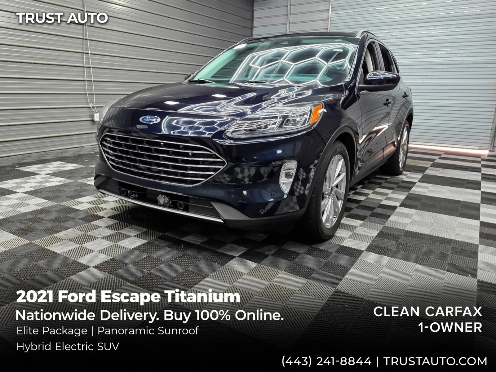 Blue 2021 Ford Escape Titanium Hybrid Electric SUV w/Elite Pkg for sale in Sykesville, MD