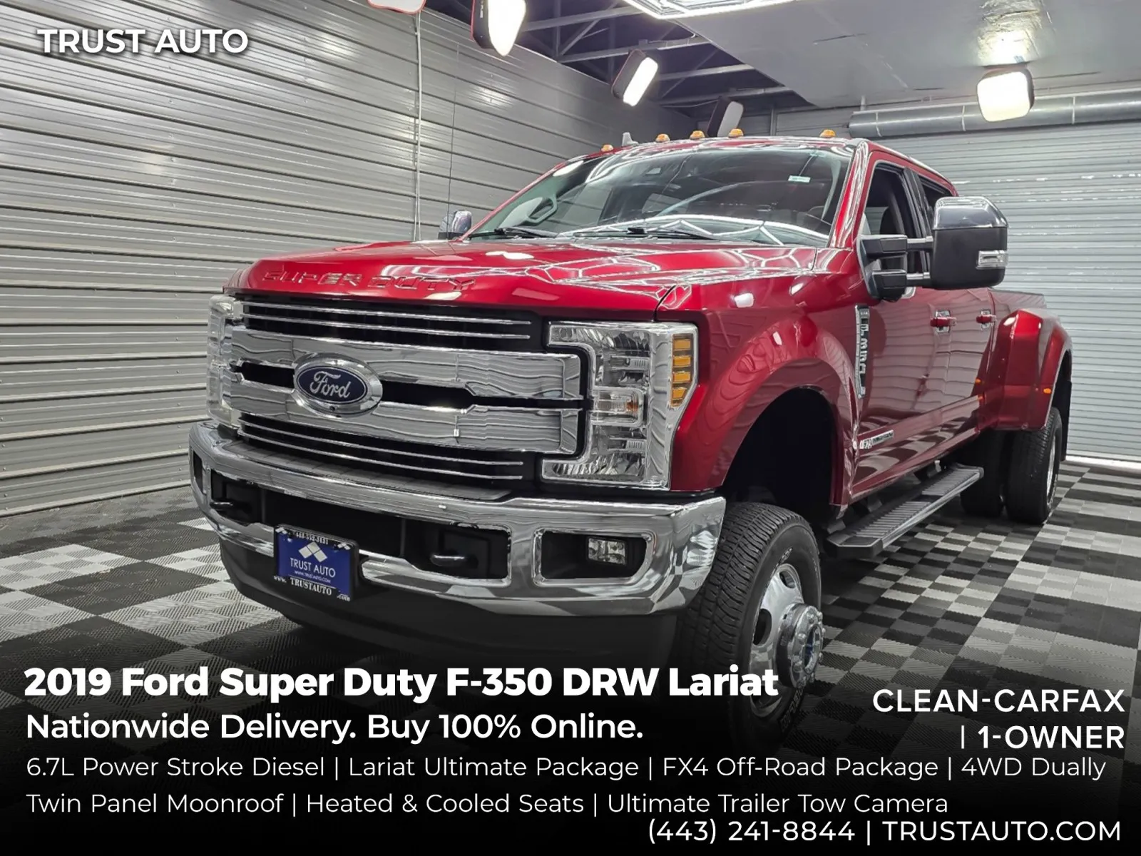 Red 2019 Ford Super Duty F-350 DRW Lariat 4WD Crew Cab Dually 8FT Bed Power Stroke Diesel Pickup Truck w/Ultimate Pkg for sale in Sykesville, MD