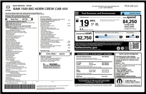 Another view of 2025 Ram 1500 Big Horn 4WD Crew Cab Pickup Truck w/Level 1 Equipment Group for sale in Sykesville, MD at Trust Auto