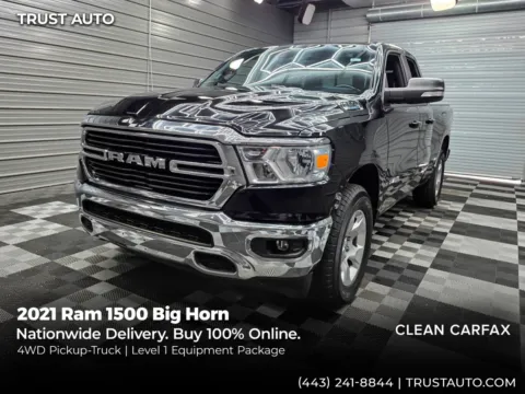 Black 2021 Ram 1500 Big Horn 4WD Quad Cab Pickup Truck w/Level 1 Equipment Pkg for sale in Sykesville, MD