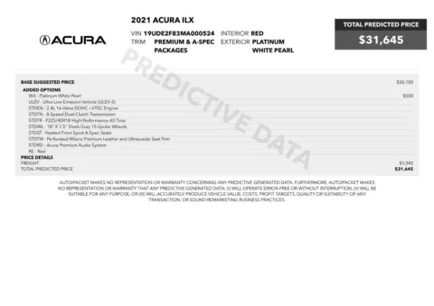 Another view of 2021 Acura ILX Sedan w/Premium/A-SPEC Package for sale in Sykesville, MD at Trust Auto