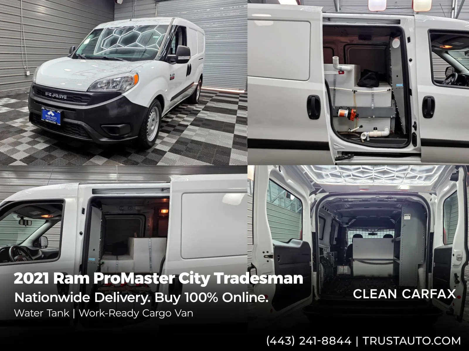 White 2021 Ram ProMaster City Cargo Tradesman Minivan/Van w/Water Tank for sale in Sykesville, MD