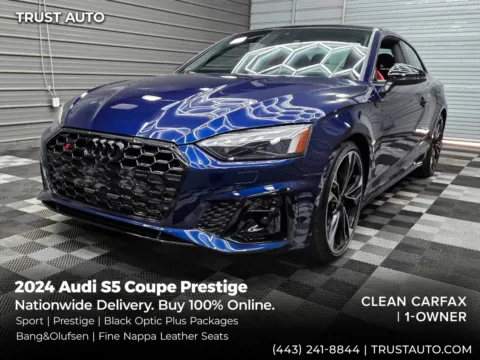 Blue 2024 Audi S5 Prestige 3.0T Quattro AWD Luxury Coupe w/Sport Pkg for sale in Sykesville, MD