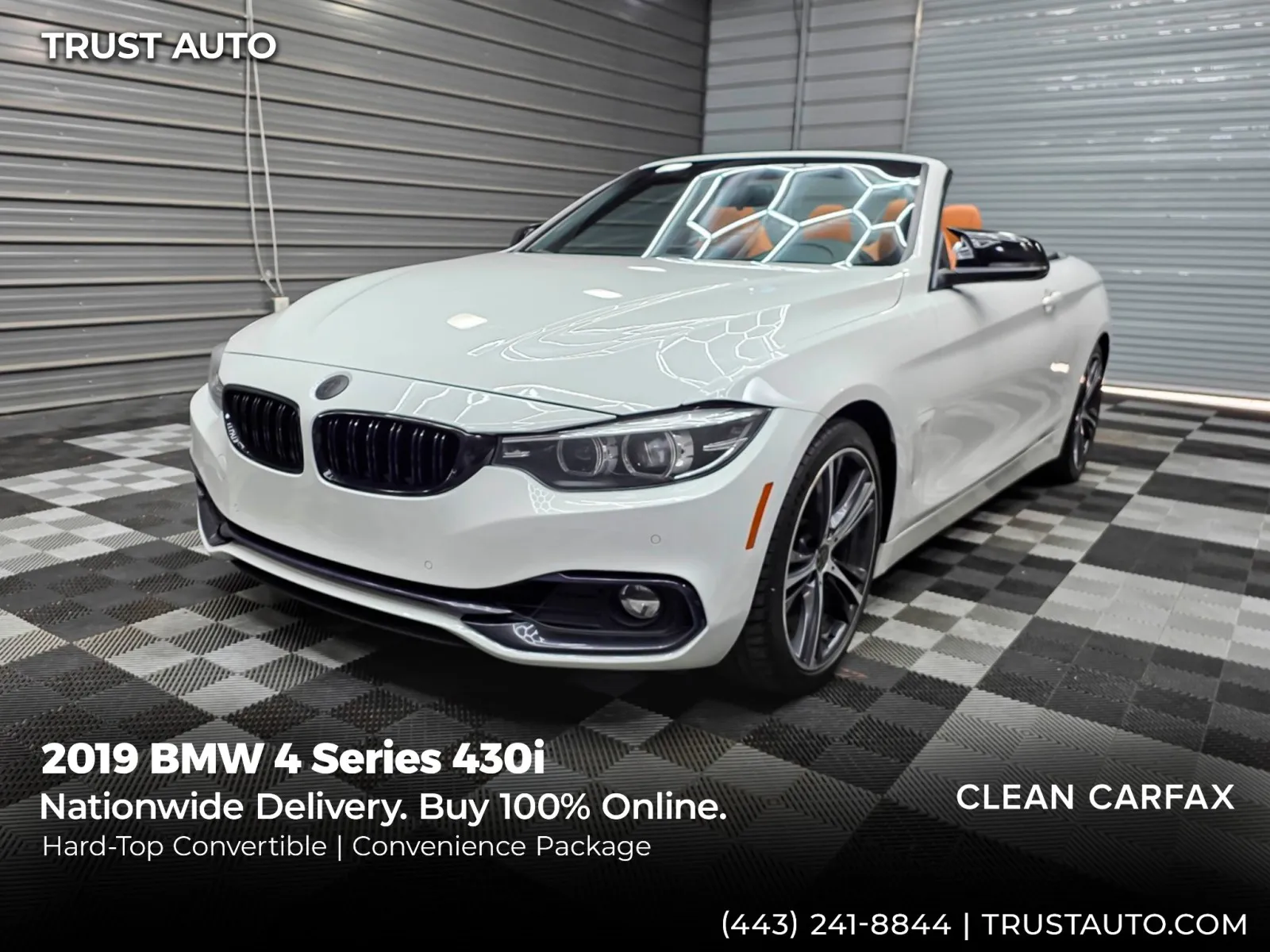 White 2019 BMW 4 Series 430i Hard-Top Convertible for sale in Sykesville, MD