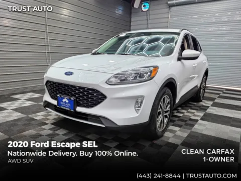 White 2020 Ford Escape SEL AWD Ecoboost SUV for sale in Sykesville, MD