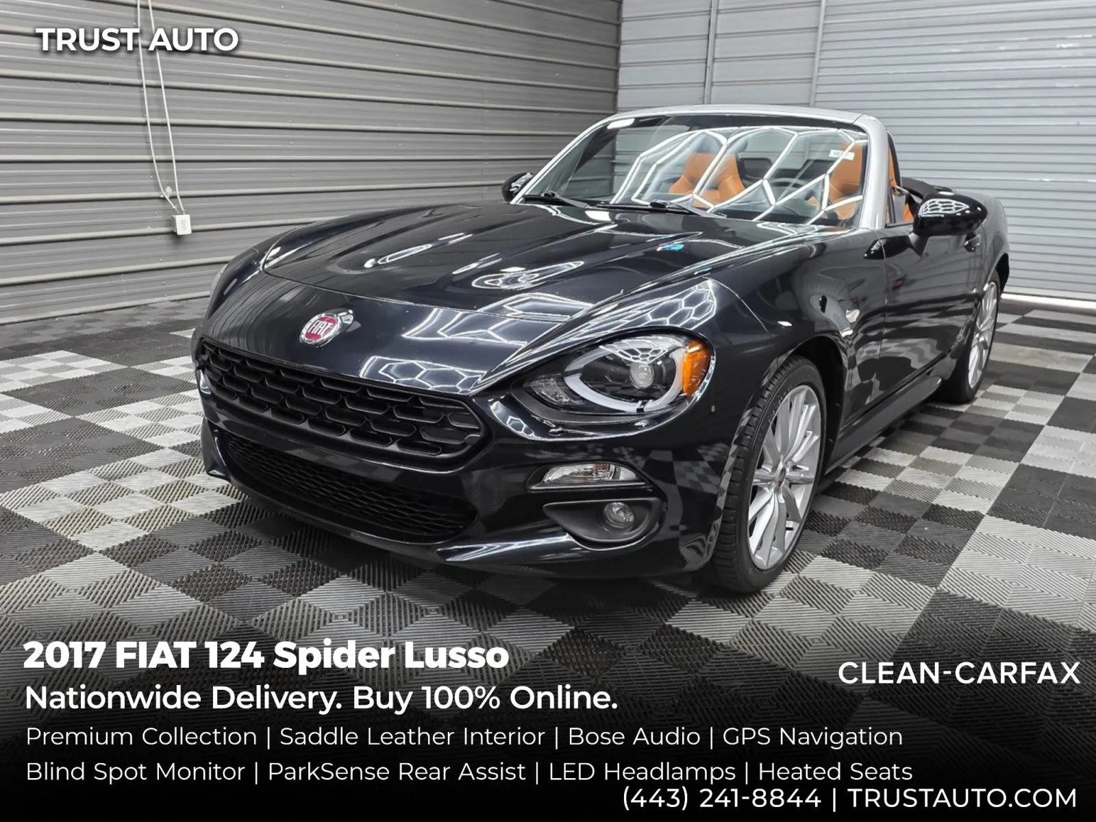 Black 2017 FIAT 124 Spider Lusso Soft-Top Convertible for sale in Sykesville, MD