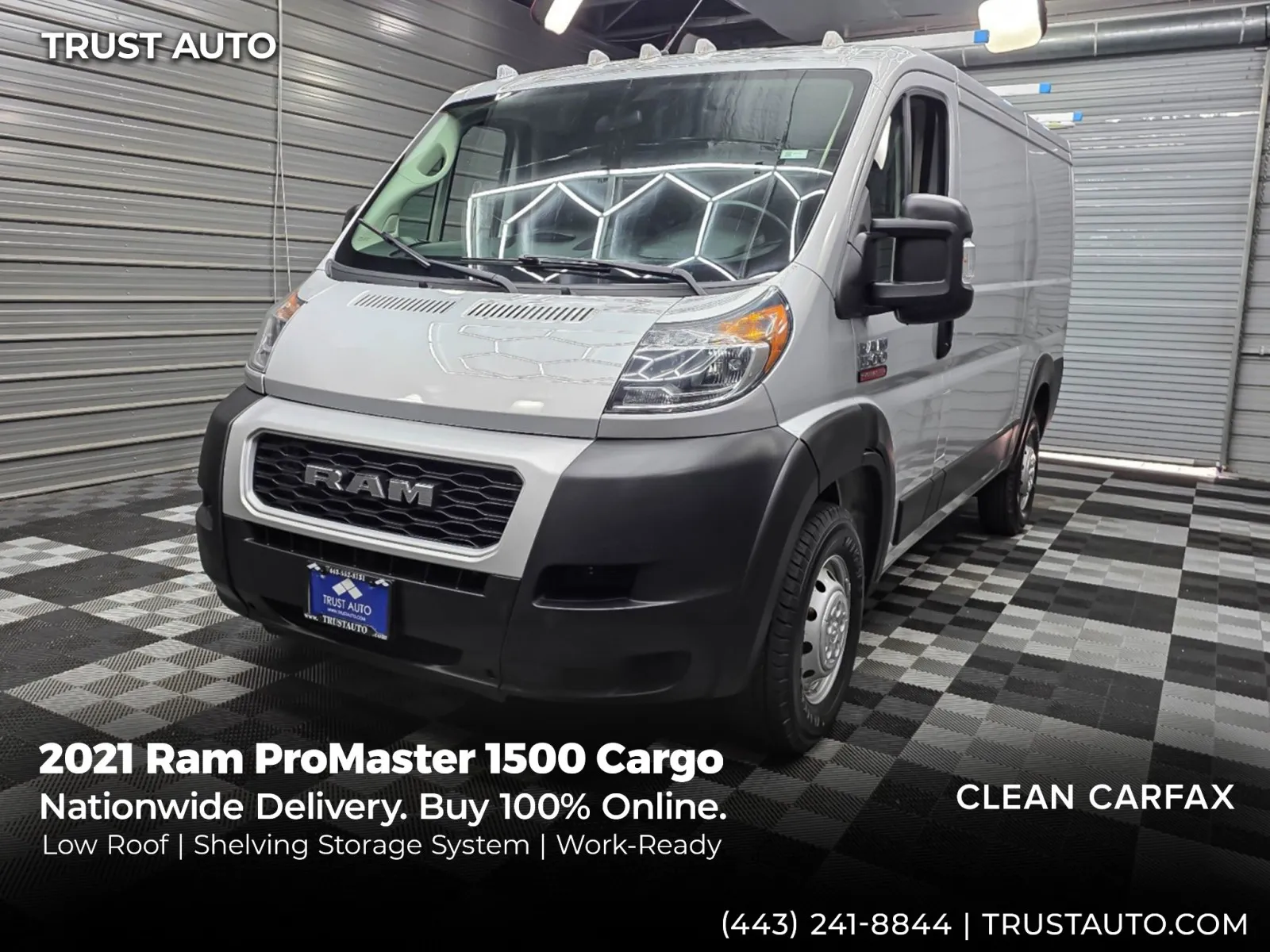 Silver 2021 Ram ProMaster 1500 Cargo 136''WB Low Roof Minivan/Van w/Shelving Storage System/Roof Racks for sale in Sykesville, MD