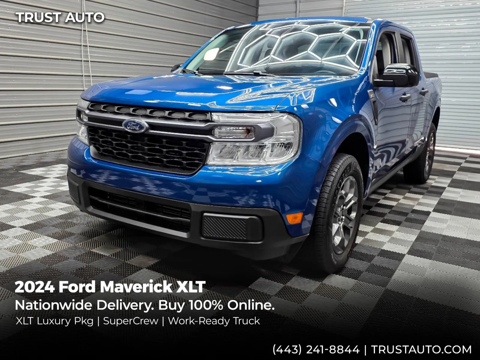 Blue 2024 Ford Maverick XLT SuperCrew Pickup Truck w/Luxury Pkg for sale in Sykesville, MD