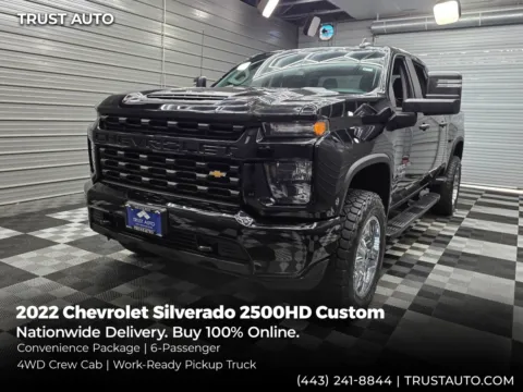 Black 2022 Chevrolet Silverado 2500HD Custom 4WD Crew Cab 6-Pass 6.6L V8 Pickup Truck w/Convenience Pkg for sale in Sykesville, MD