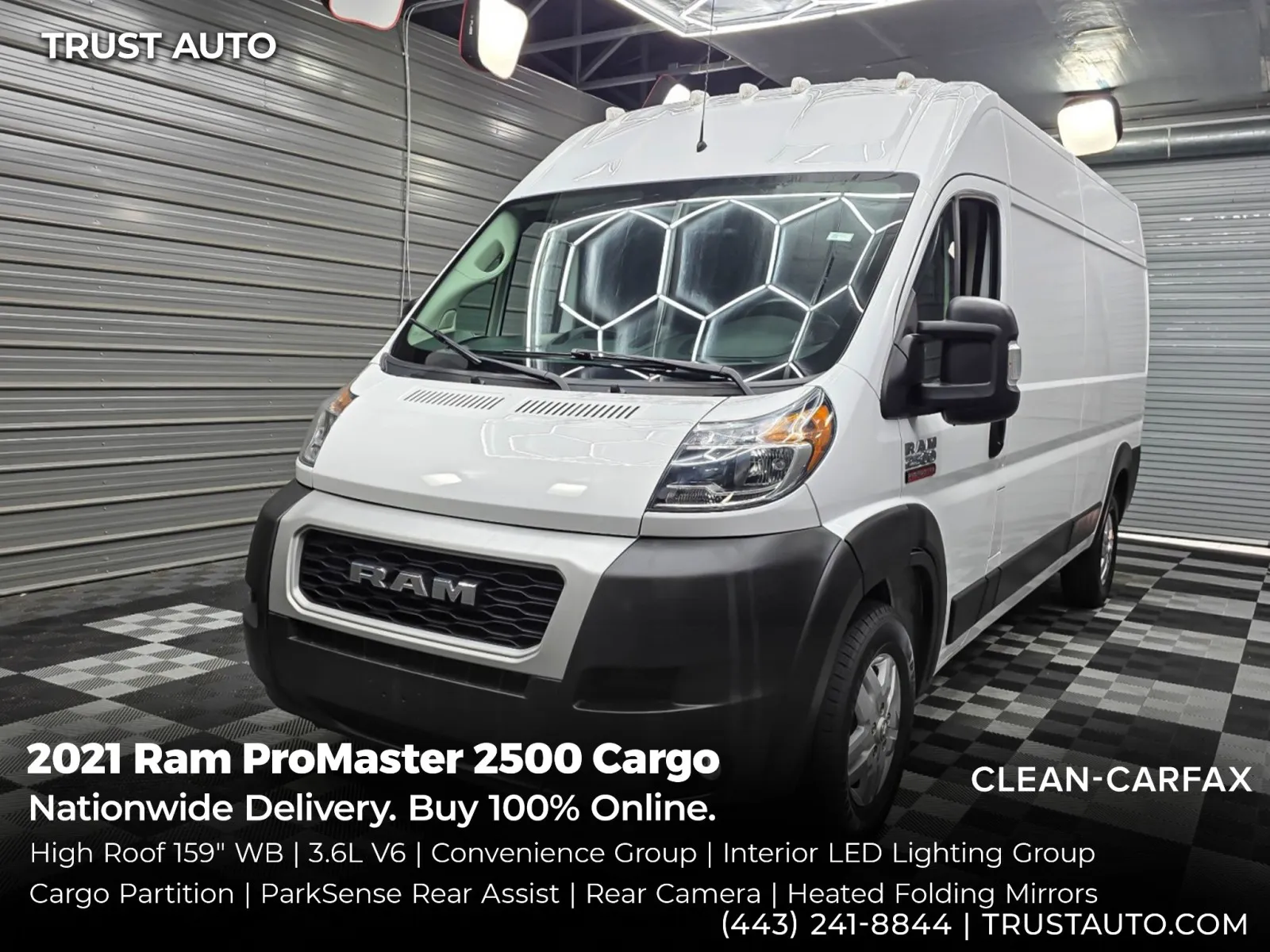 White 2021 Ram ProMaster 2500 Cargo 159'' WB High Roof Minivan/Van for sale in Sykesville, MD