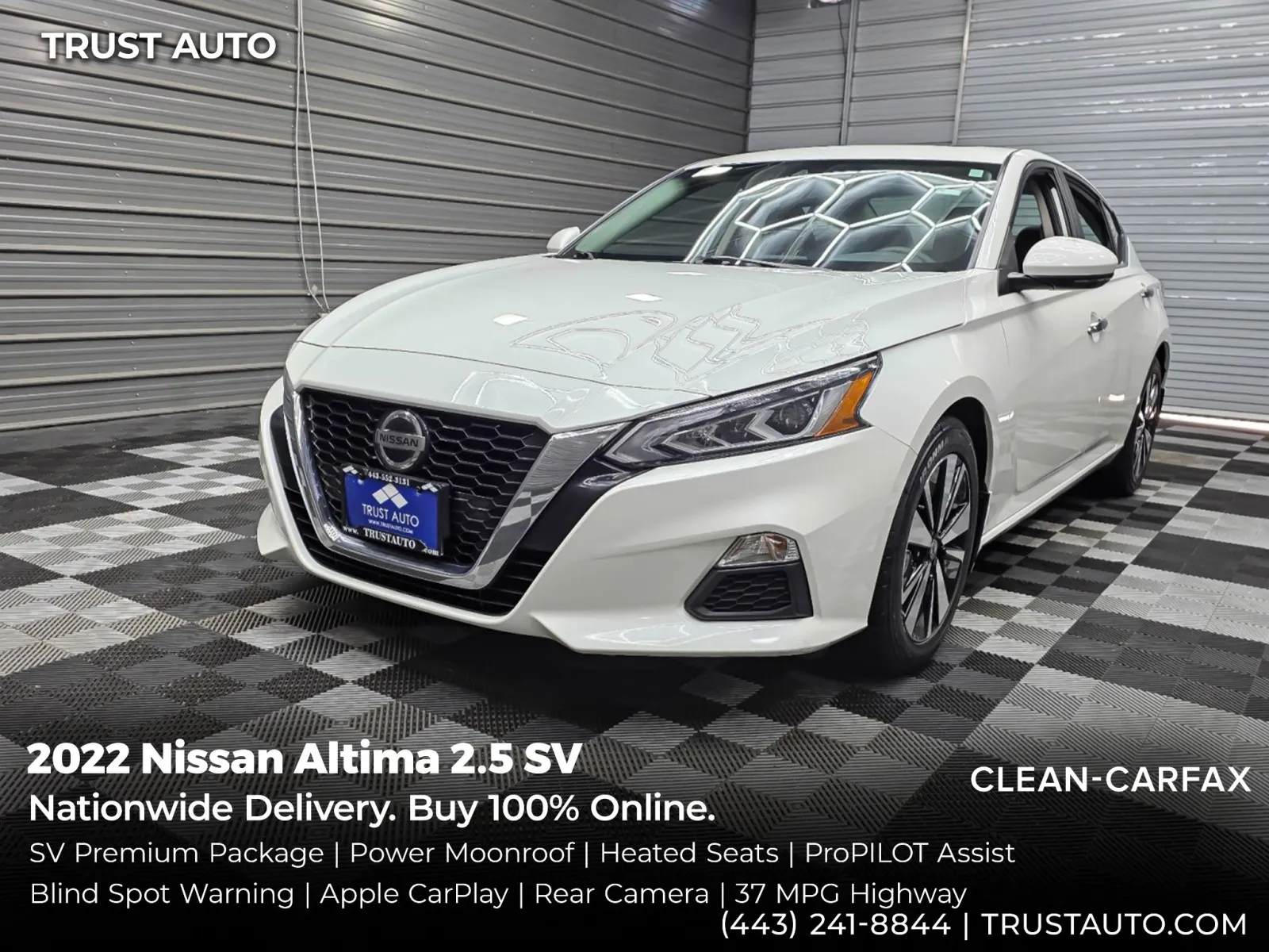 White 2022 Nissan Altima 2.5 SV Sedan w/Premium Pkg for sale in Sykesville, MD