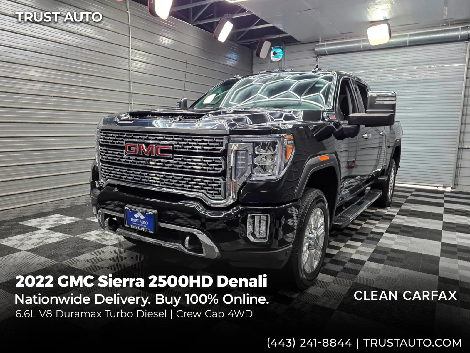 Black 2022 GMC Sierra 2500HD Denali 4WD Crew Cab Duramax Diesel Pickup Truck for sale in Sykesville, MD