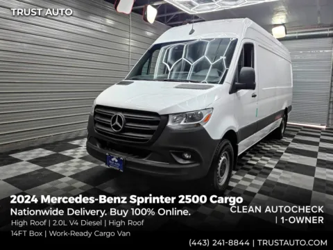 White 2024 Mercedes-Benz Sprinter 2500 Cargo 170''WB High Roof HO Diesel Minivan/Van for sale in Sykesville, MD